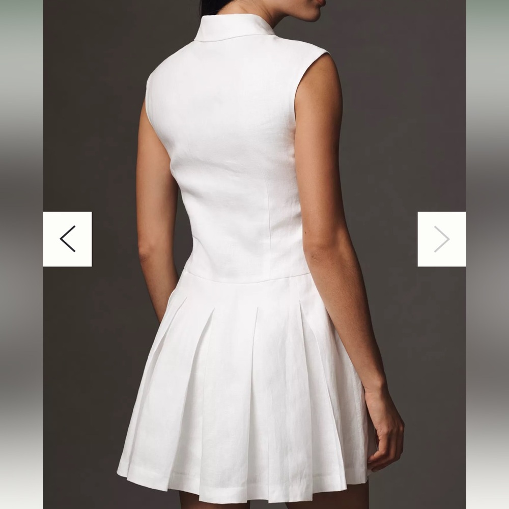 Reformation Arella Linen Mini Dress Size 6 Color: White NWT - Picture 3 of 7